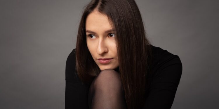 The attractive brunette girl