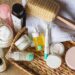 Bathroom skincare products on shelf