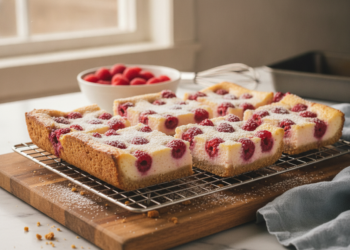 Frambozen-cheesecake repen bakken voor een romig zomers baksel