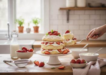 Een luchtige aardbeien-shortcake bakken voor de zomer