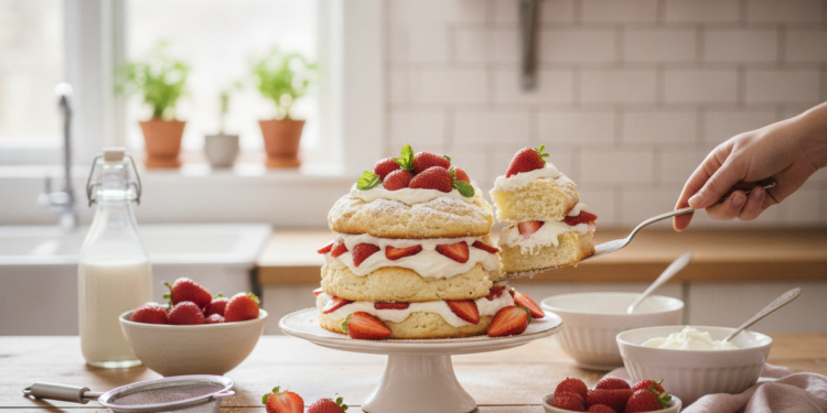 Een luchtige aardbeien-shortcake bakken voor de zomer
