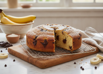 Nieuw recept om luchtige bananencake met chocolade te bakken