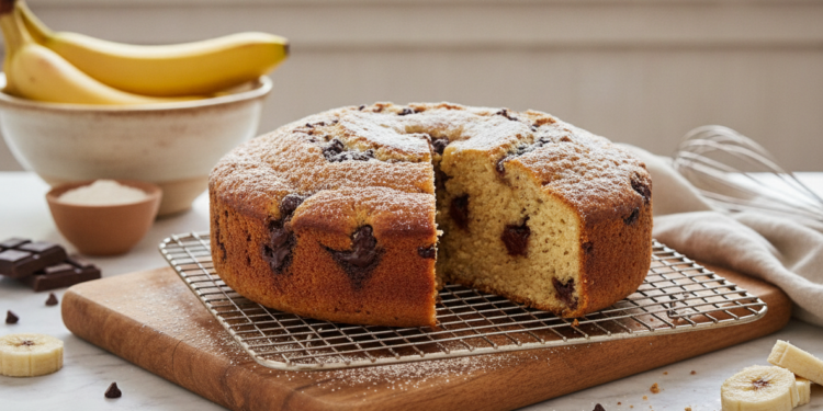 Nieuw recept om luchtige bananencake met chocolade te bakken